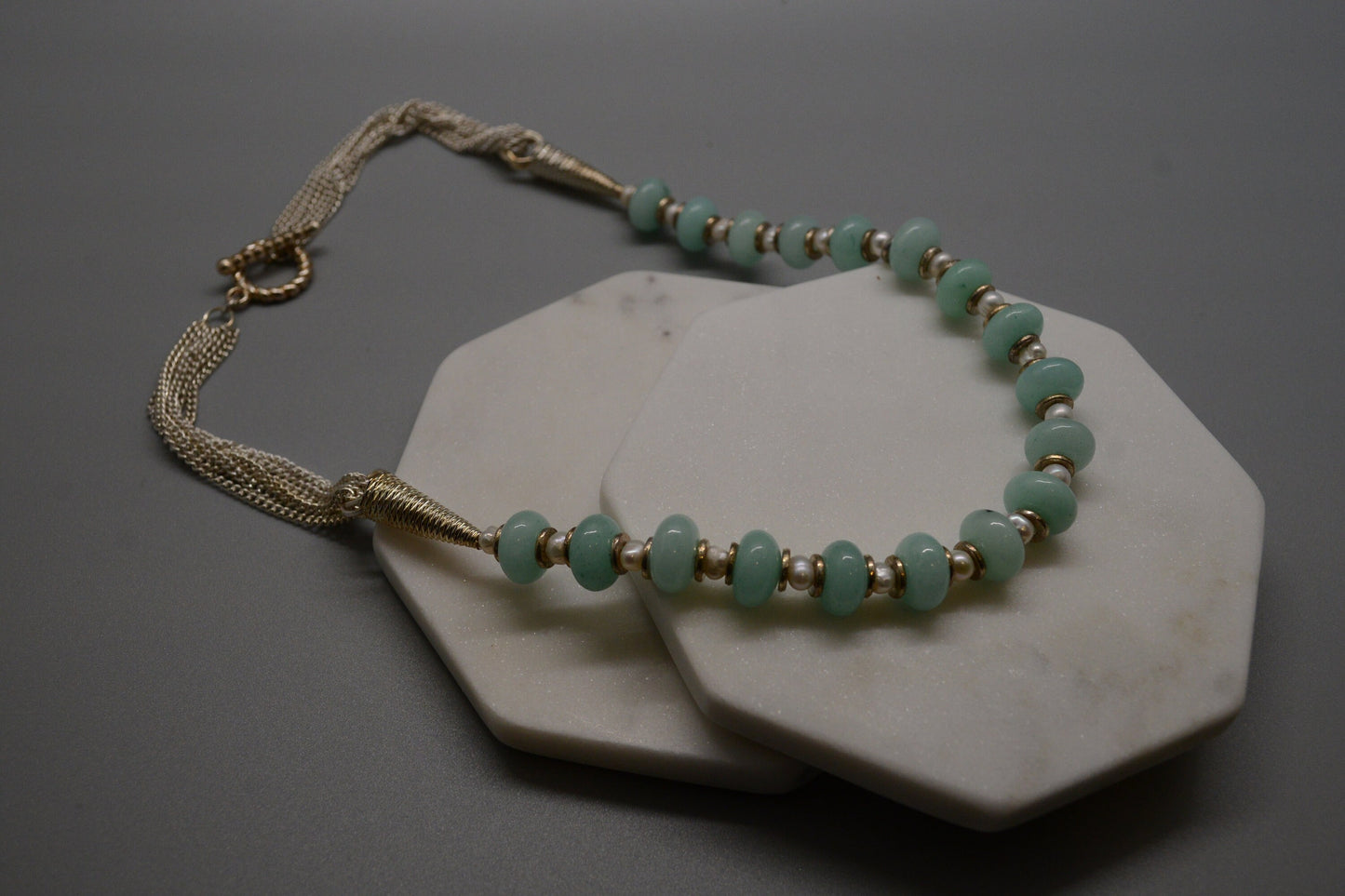 Tears of The Sea Necklace, Made With Pearls and Natural Blue Stone, Made in Maine