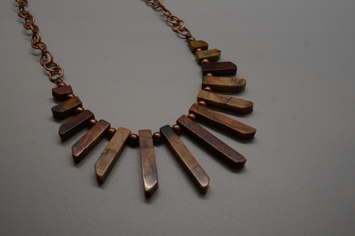 Copper and Jasper Collar Necklace, RBG Necklace, Made in Maine