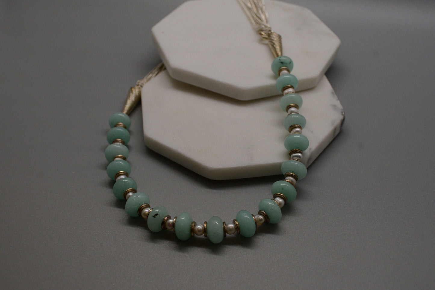 Tears of The Sea Necklace, Made With Pearls and Natural Blue Stone, Made in Maine