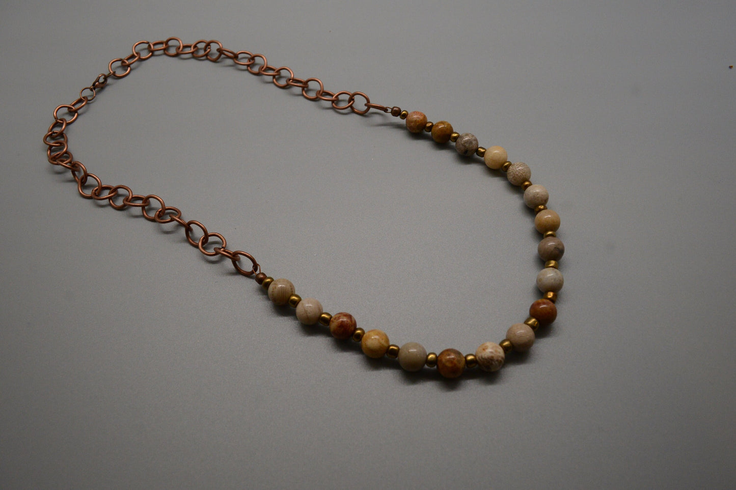Copper and Jasper Collar Necklace, Made in Maine