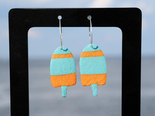 Lobster Buoy Hoop Earrings, Buoy Polyclay Earrings, Inspired by Maine, Made in Maine