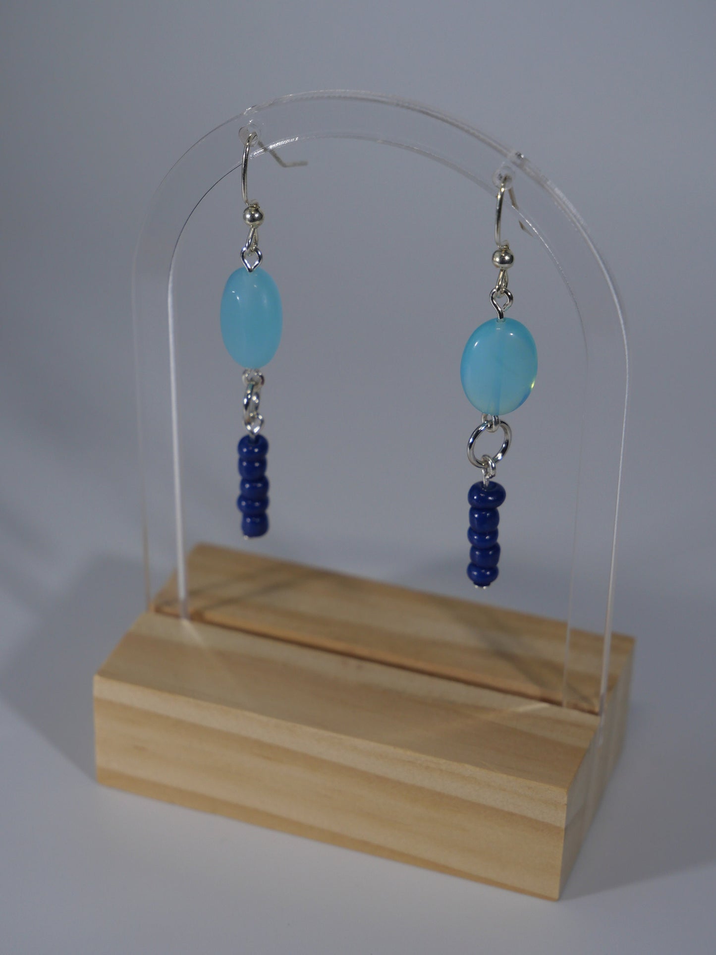 Dangle and Drop Earrings, Silver & Bright Blue Dangle Earrings - Coastal Style - Handmade in Maine