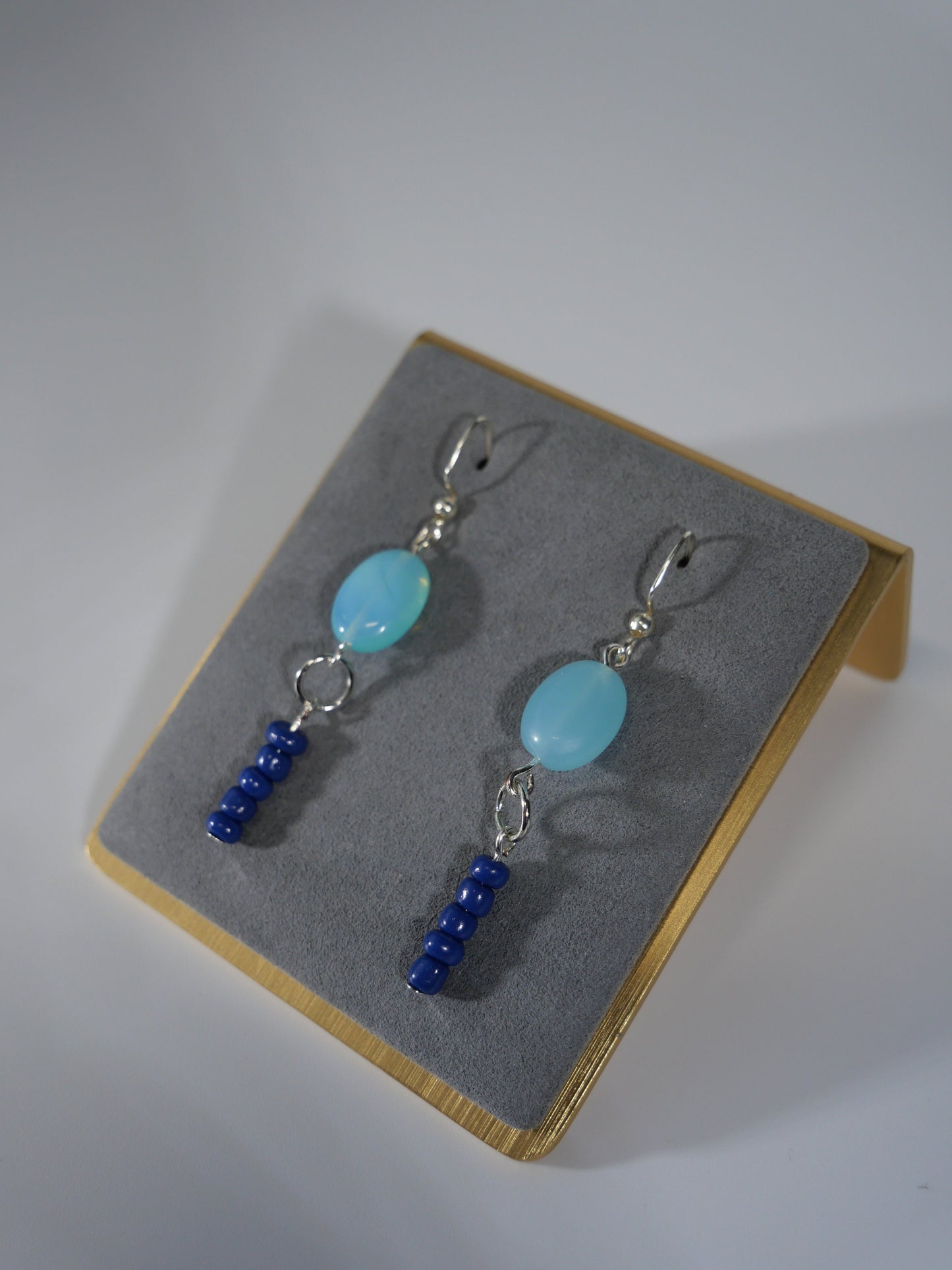 Dangle and Drop Earrings, Silver & Bright Blue Dangle Earrings - Coastal Style - Handmade in Maine
